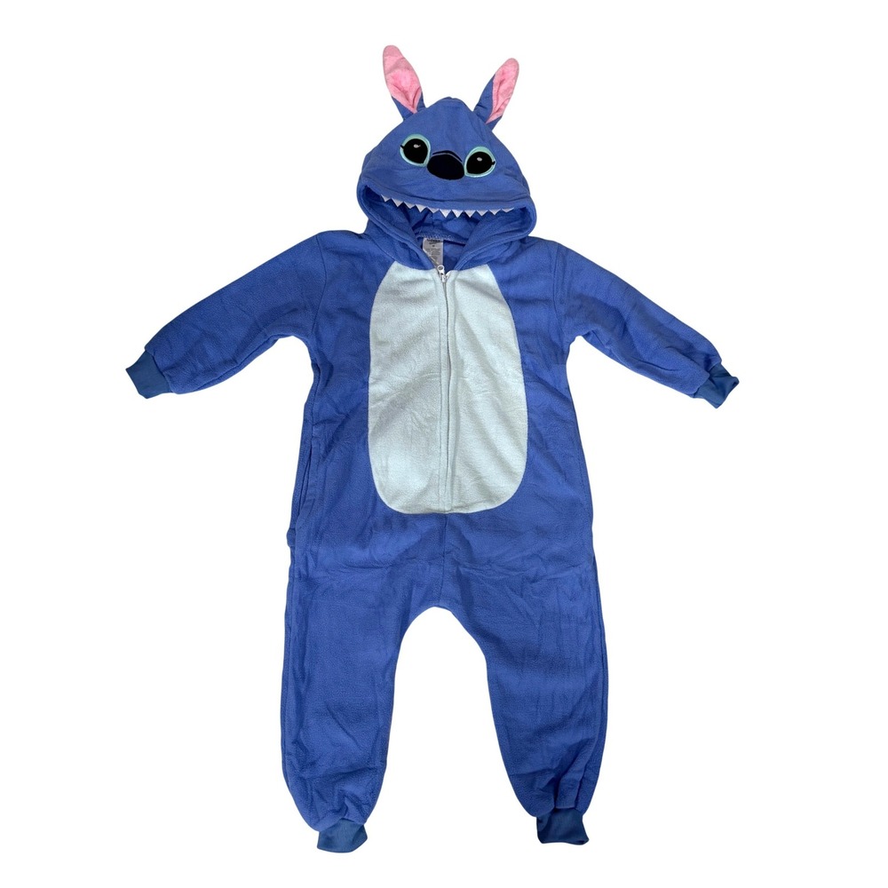Udekit Kids Stitch Character Onesie Blue Polar Fleece Hooded Pajamas‎ Medium